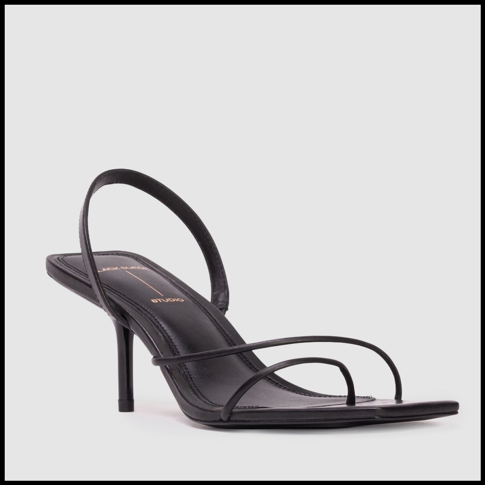 NIB Black Suede Studio Iris 65 Kitten Heel Mule in Black Nappa Leather